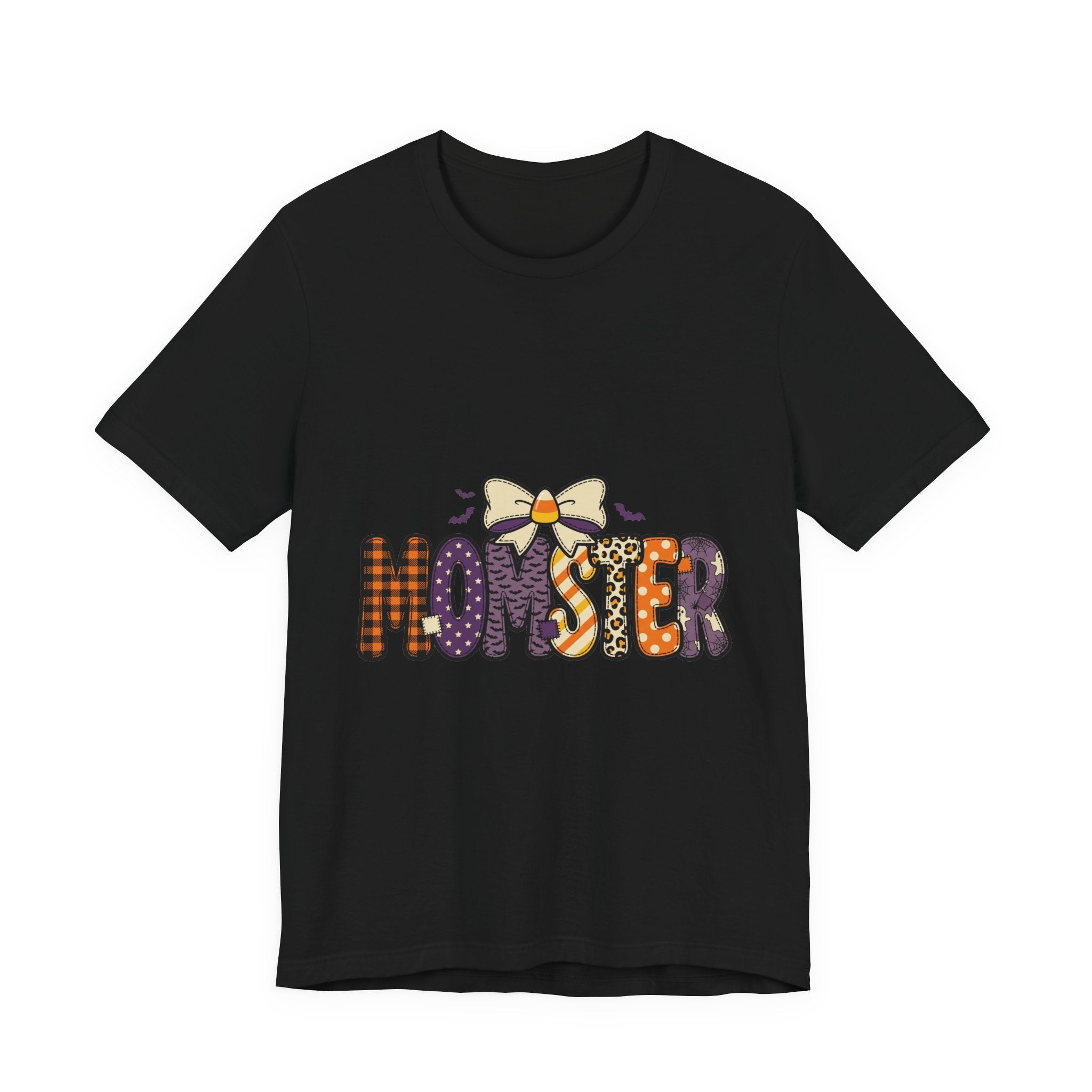 Momster Halloween Mom Tee | Spooky Plaid Bat Lettering