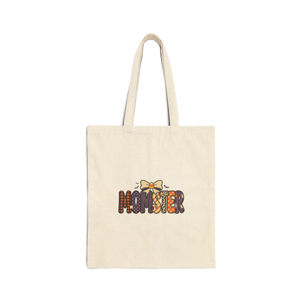 Momster Halloween Tote Bag | Spooky Retro Momster Design, Orange Purple