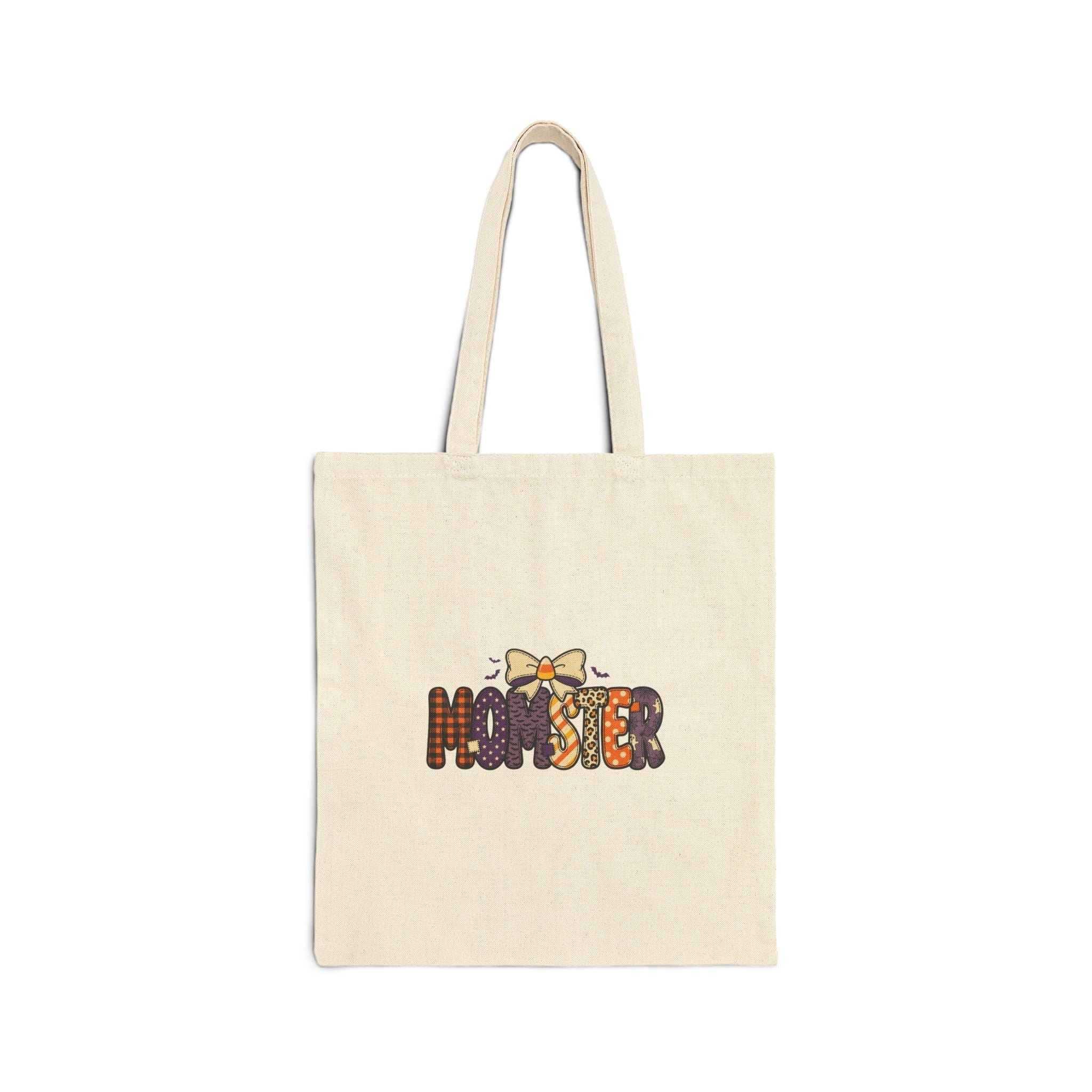 Momster Halloween Tote Bag | Spooky Retro Momster Design, Orange Purple