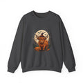 Highland Cow Halloween Sweatshirt — Pumpkin, Moon & Witch Hat Crewneck