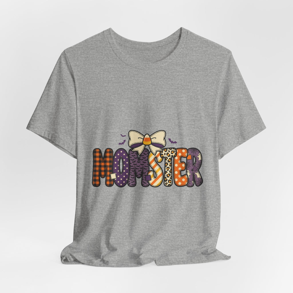 Momster Halloween Mom Tee | Spooky Plaid Bat Lettering