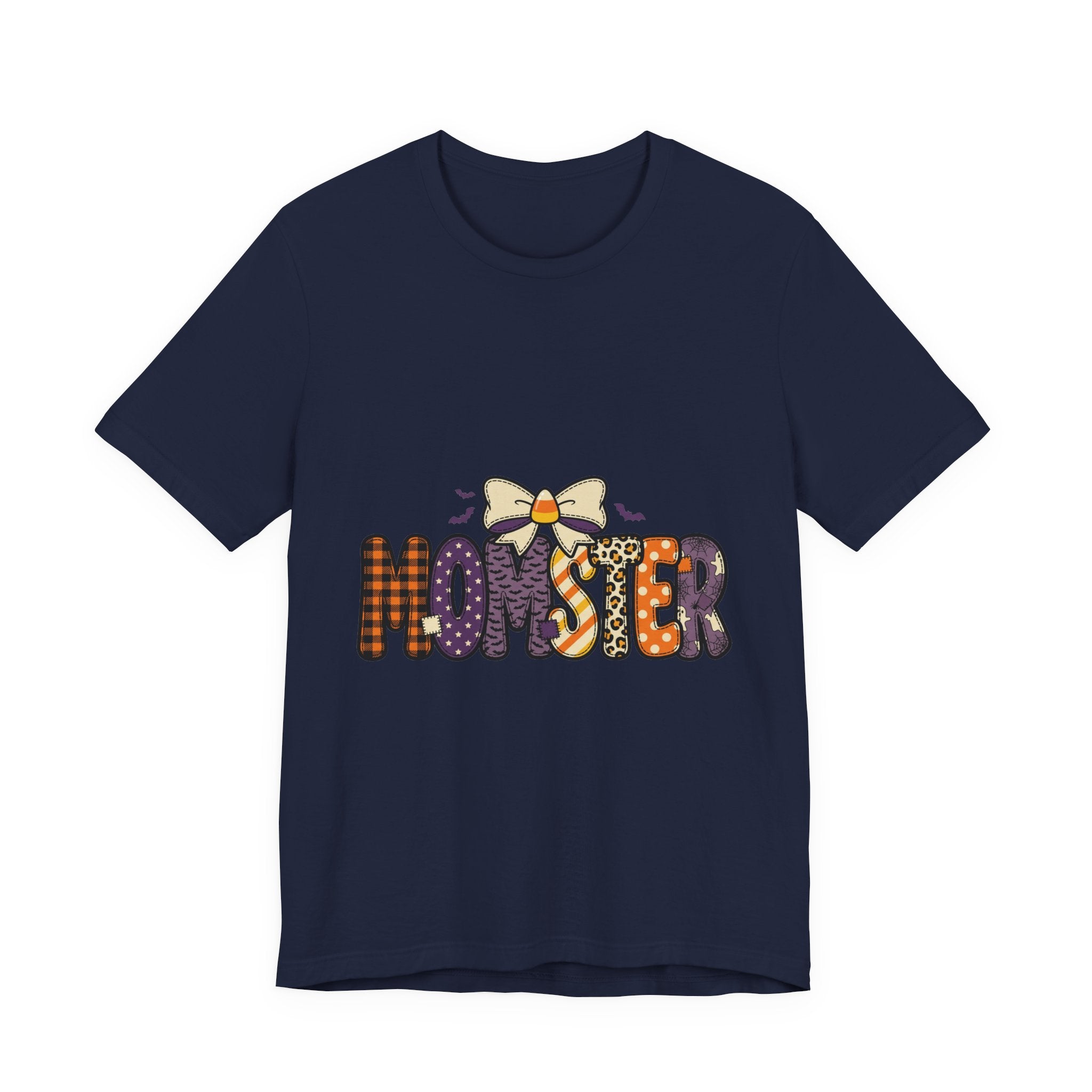 Momster Halloween Mom Tee | Spooky Plaid Bat Lettering