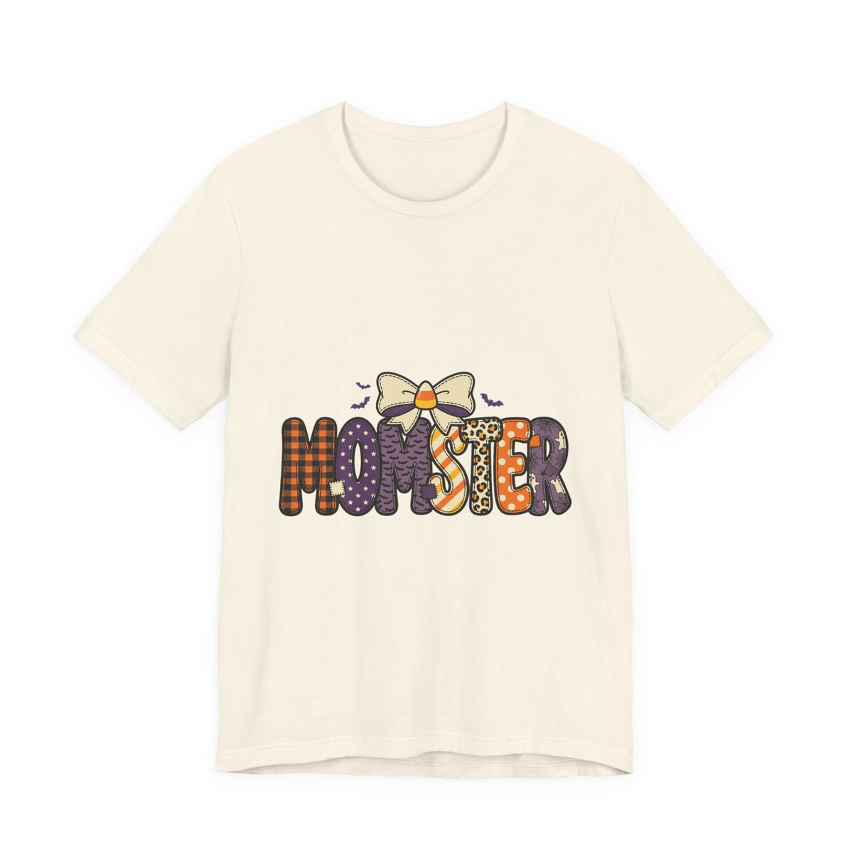Momster Halloween Mom Tee | Spooky Plaid Bat Lettering