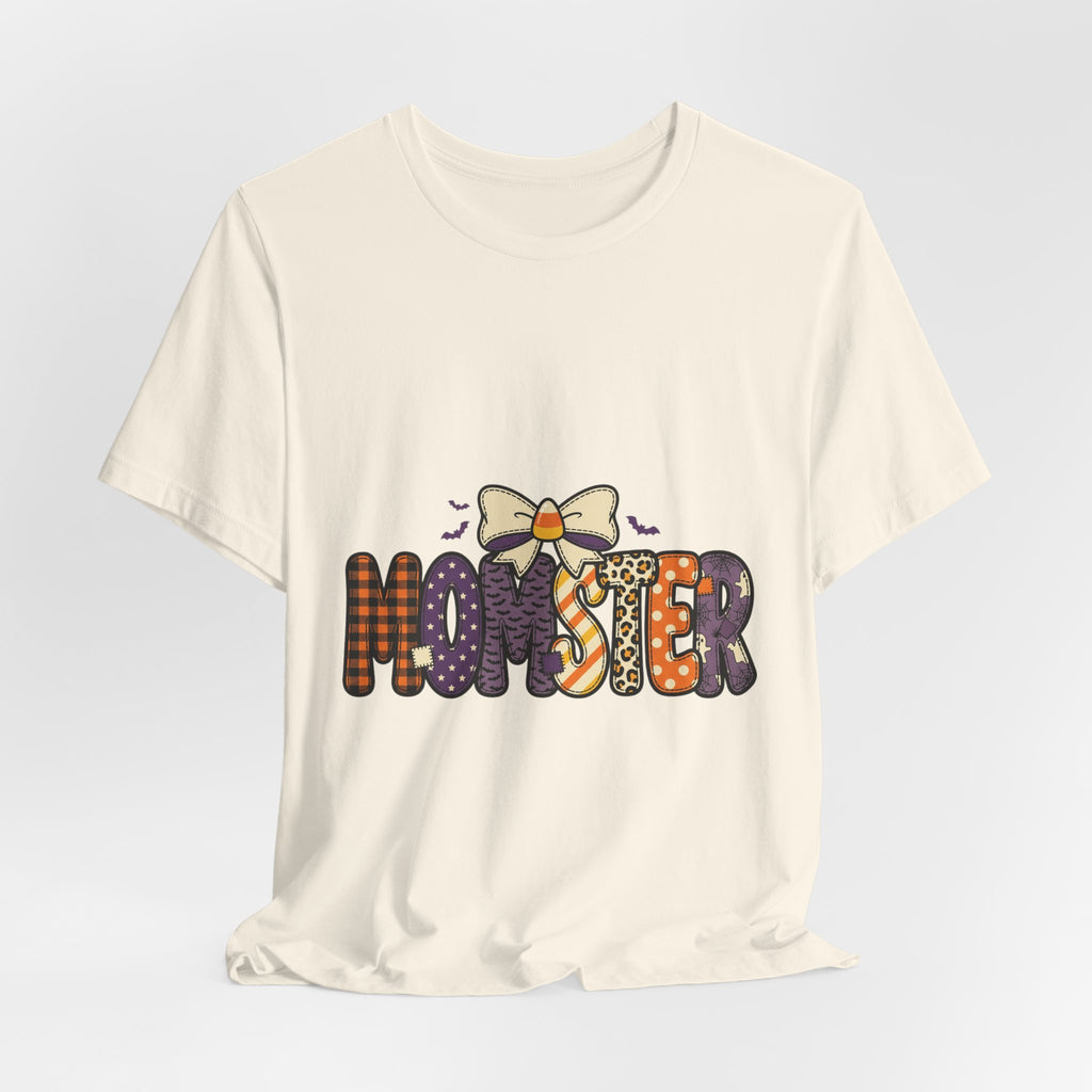 Momster Halloween Mom Tee | Spooky Plaid Bat Lettering