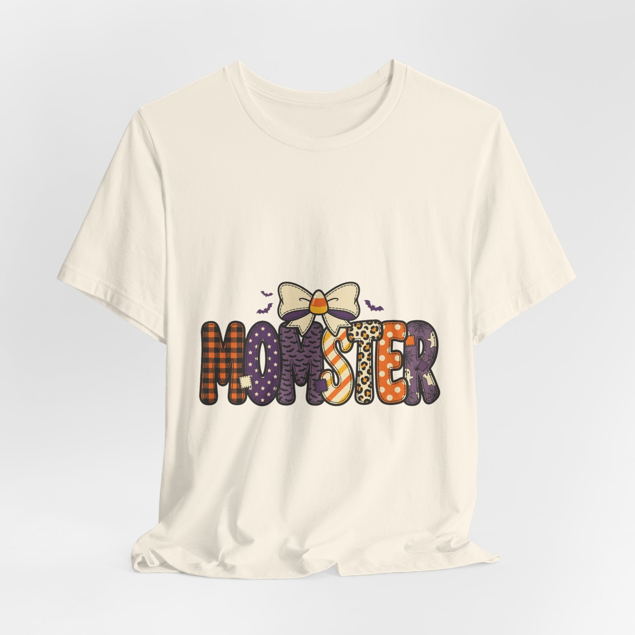 Momster Halloween Mom Tee | Spooky Plaid Bat Lettering