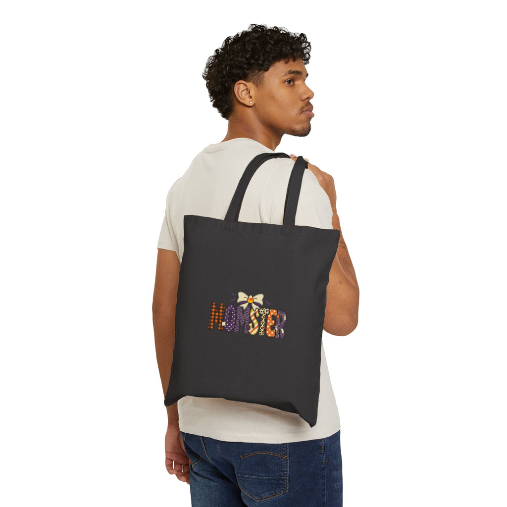 Momster Halloween Tote Bag | Spooky Retro Momster Design, Orange Purple